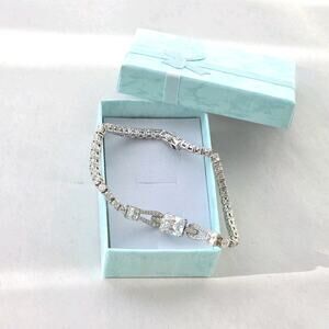 SNJ Tennis Bracelet 8" New Sterling Silver Signed 925 Stamped Gift In Box